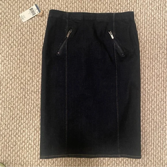 New With Tags | Ralph Lauren Indigo Blue Denim Knee Length Pencil Skirt | Size 6 - Picture 1 of 11